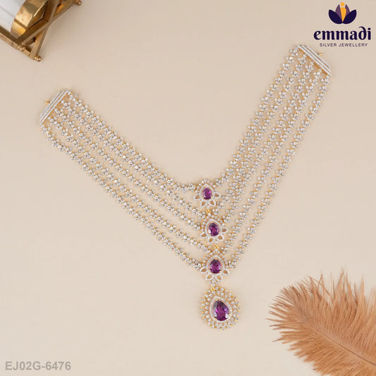 Radiant CZ Necklace and Exquisite CZ Hangings by Charitha and Deepa