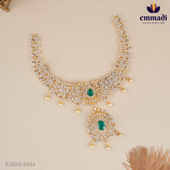 Mananya Premium Cz Green Necklace