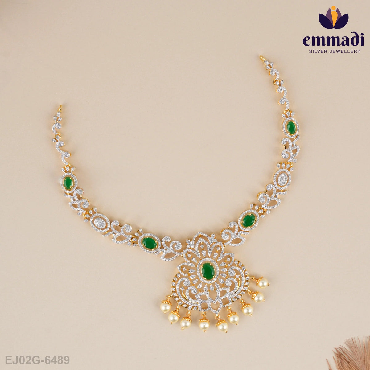 Mangala Cz Green Necklace