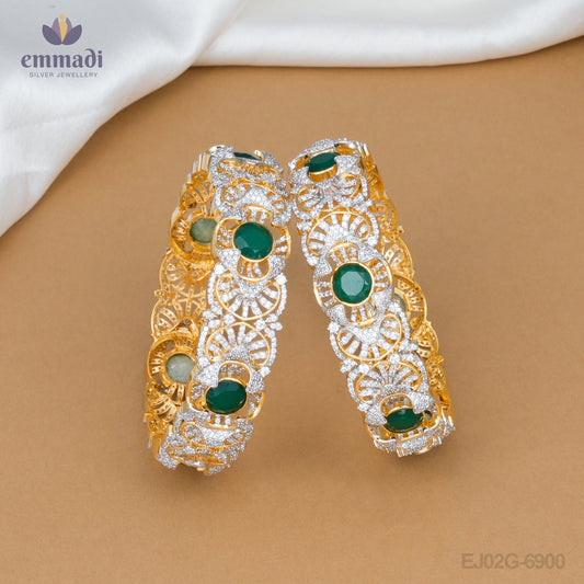 Shanthi Elegance Premium Green CZ Bangles