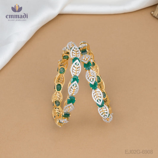 ### Title: Sujatha's Premium Green CZ Bangles