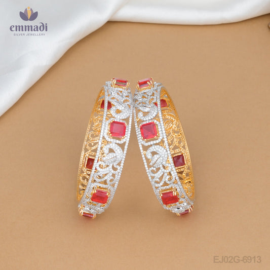 Uma Elegance: Radiant Red CZ Bangles