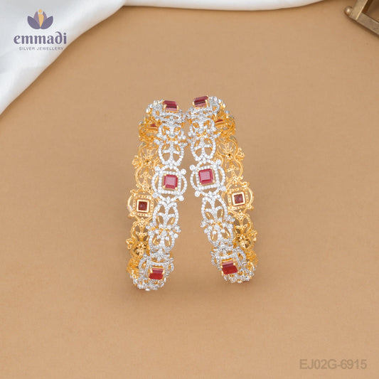 Vasanti Radiance: Premium CZ Red Bangles