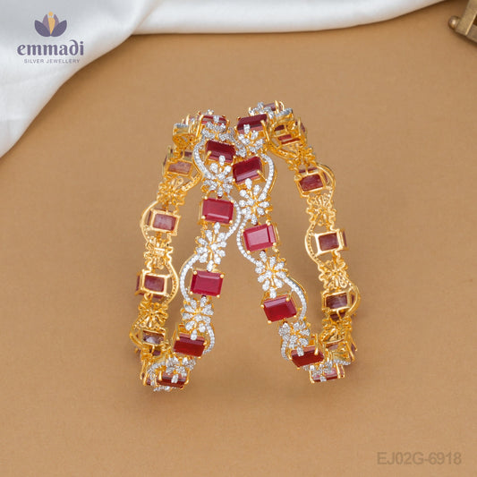 Yamini Elegant Red CZ Bangles Collection