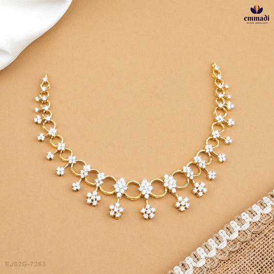 Elegant CZ Silver Necklace with Exquisite White CZ Hangings