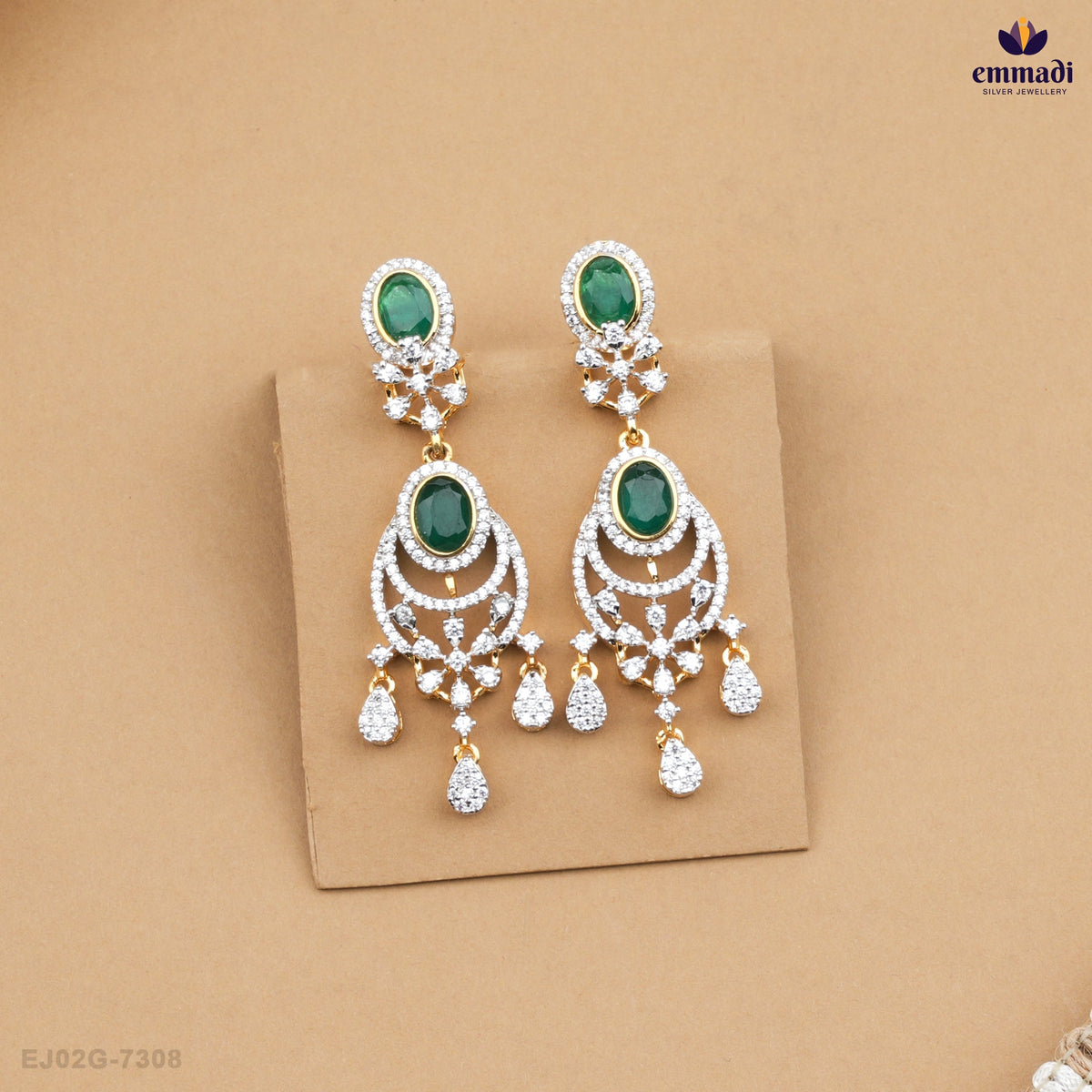 MUKTI Elegant Green CZ Hangings
