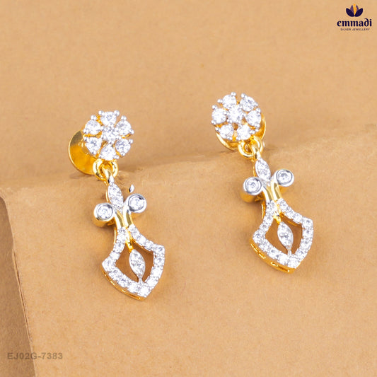 SRIJA Exquisite White CZ Hanging Earrings
