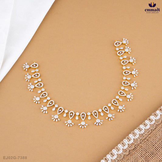 Vasundhara Premium CZ White Necklace