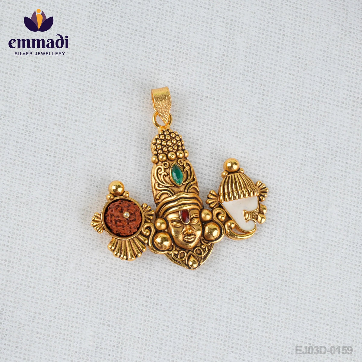 Anugya Nakshi Multi Pendant: Handcrafted with Pure Gold Plating 92.5 Silver by Emmadi Jewellers