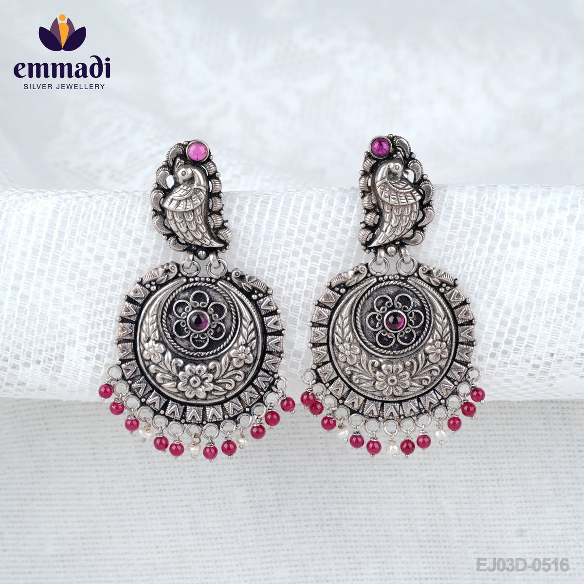 Anusuma MahaSona: Handcrafted Oxidised Red Hangings