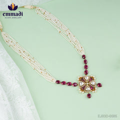 Aanya Vajramukhi Handcrafted Moissanite Pink Necklace