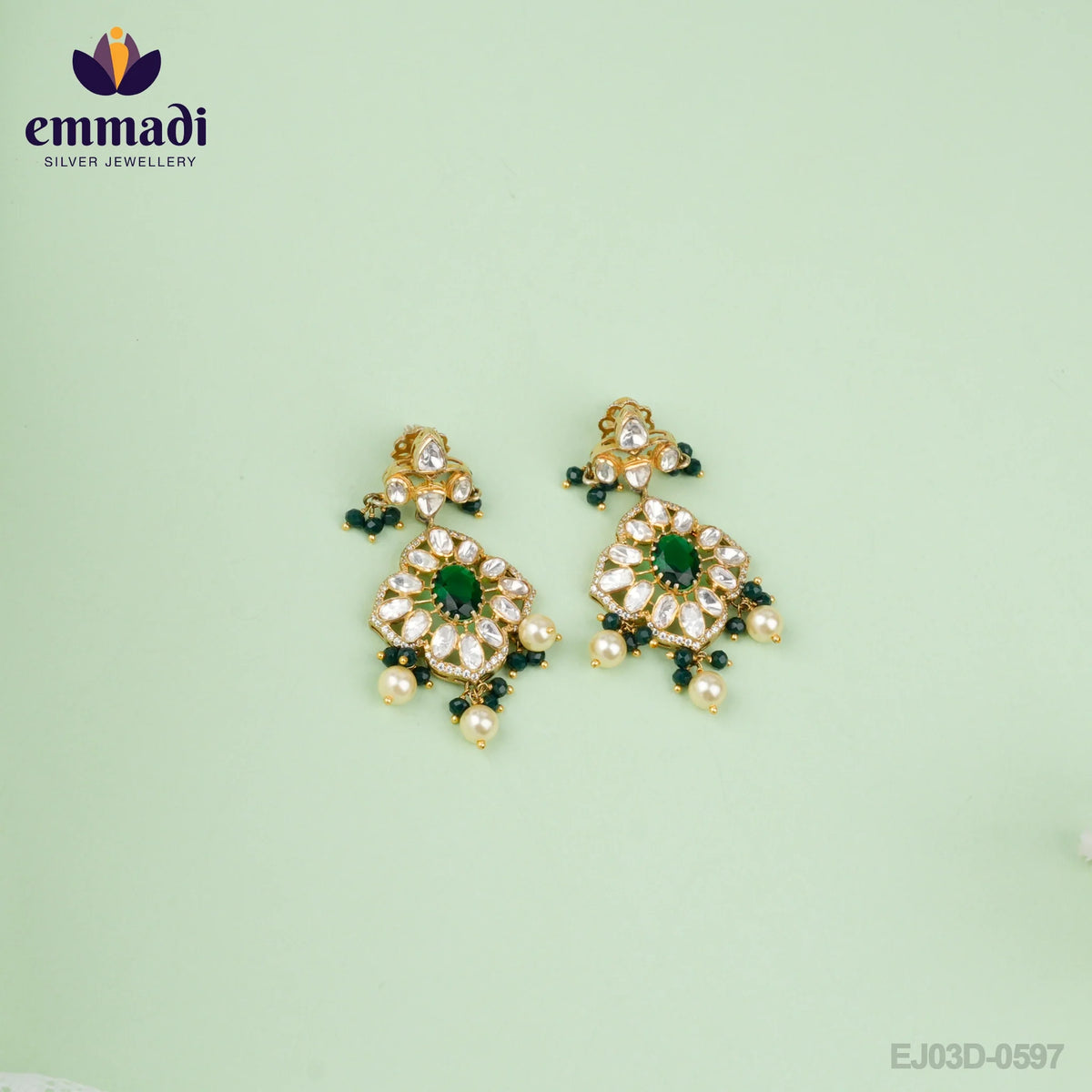 Leela's Moissanite Green Hangings - Handcrafted Jewellery