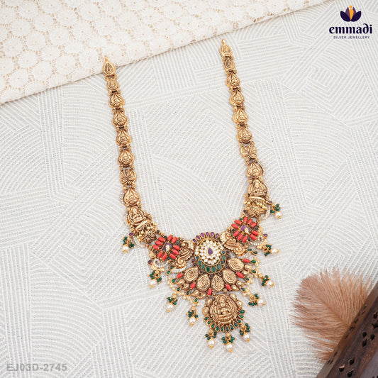 Babita's and Sonia's Exquisite Nakshi Long Necklace and Pagadam: Buttalu Collection