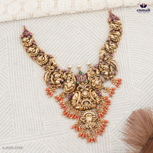 Ashman Pagadam Multi Kundan Nakshi Necklace