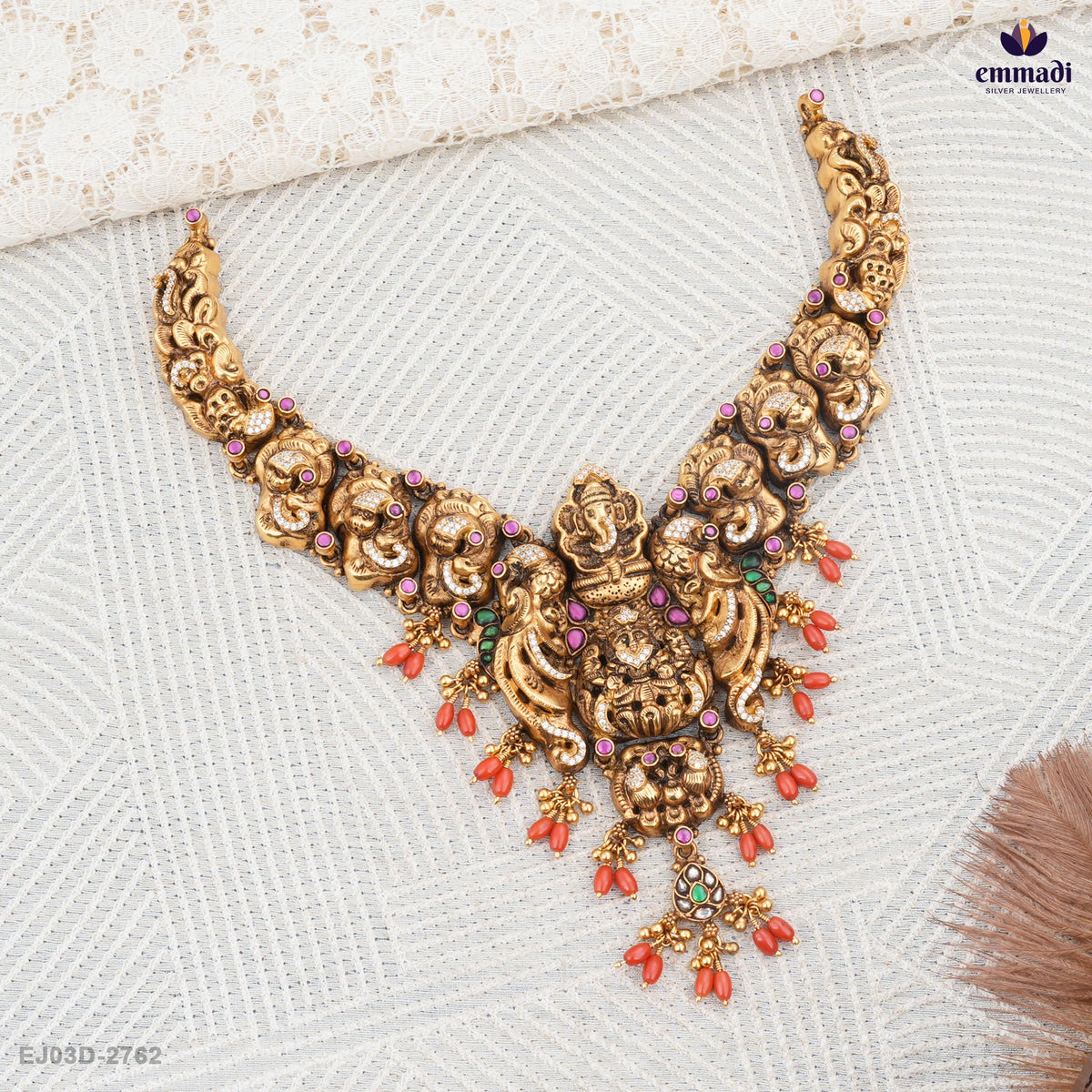 Asharani's Exquisite Multi-Color Nakshi Necklace