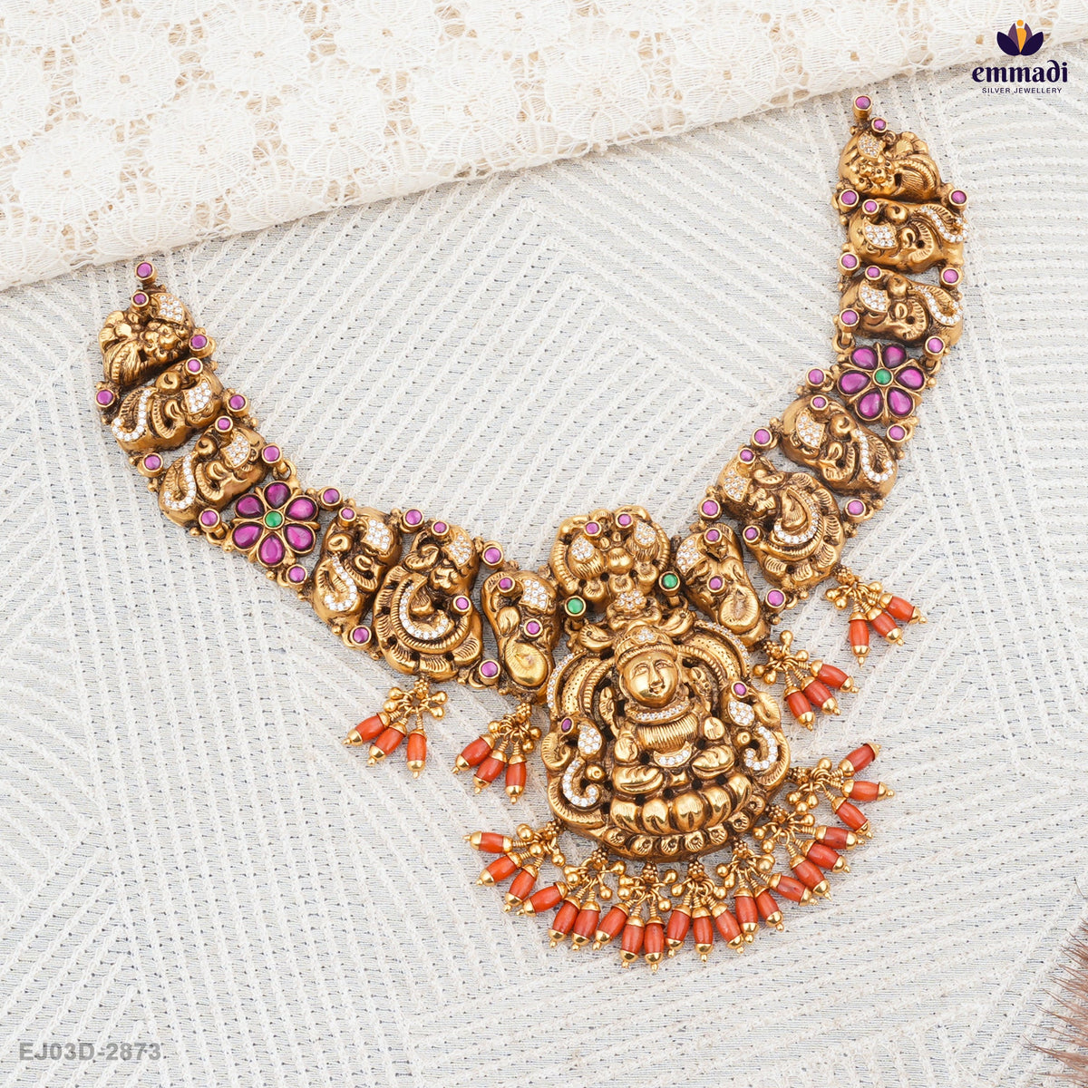 Arshi Exquisite Multi-Color Nakshi Necklace