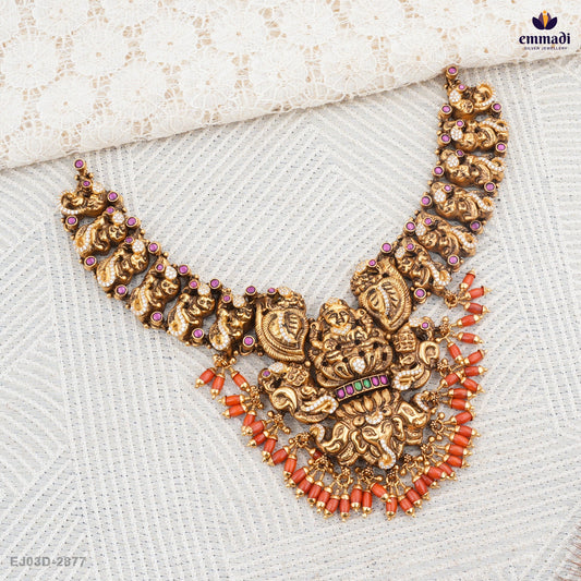 Araddhna Pagadam: Multi Kundan Nakshi Necklace