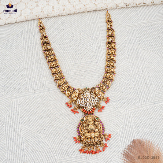 Anshu's Exquisite Nakshi Long Necklace and Ruby Elegance Silver Jewellery