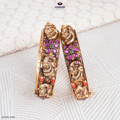 ETHAYA Elegant Pink Kundan Nakshi Bangles