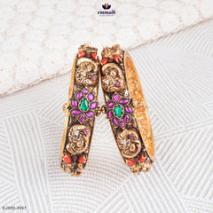 EZHILARASI Exquisite Multi-Colored Kundan Bangles