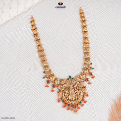GANDHA Elegant Green Nakshi Long Necklace