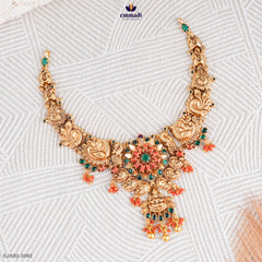 GANGIKA Exquisite Nakshi Green Necklace