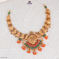 GAUTHAMI Elegant Nakshi Green Necklace