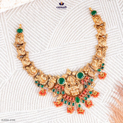 GAWTHAMI Exquisite Green Nakshi Necklace