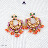 Anarkali Elegance: Pink Kundan Nakshi Hangings