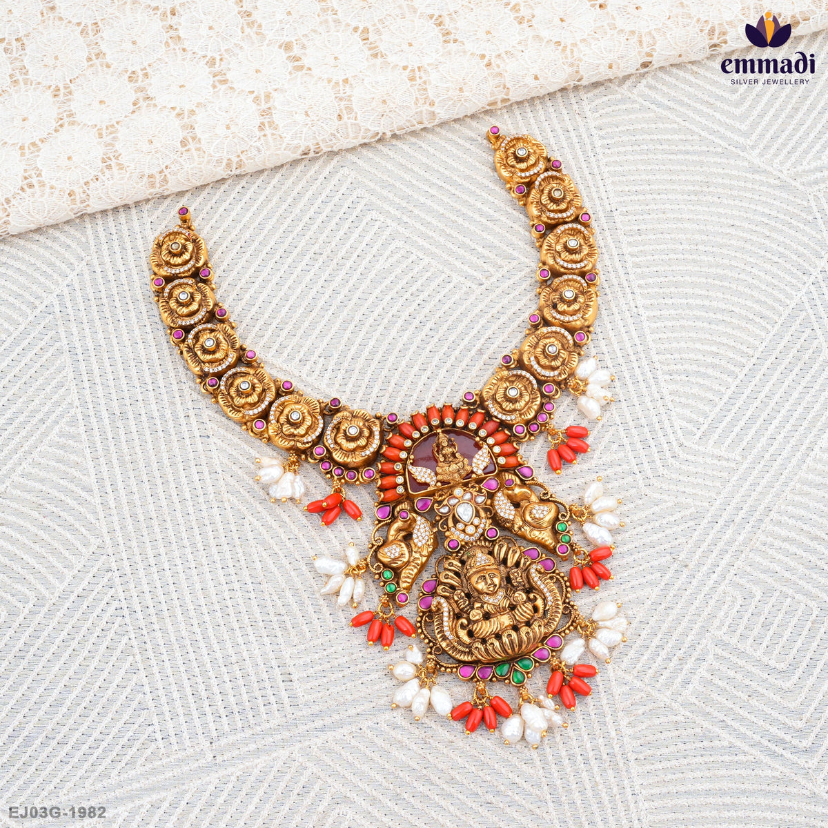 Amandeep Pagadam Silver Kundan Nakshi Necklace with Exquisite Multi-Color Hangings