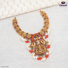 Amandeep Pagadam Silver Kundan Nakshi Necklace with Exquisite Multi-Color Hangings