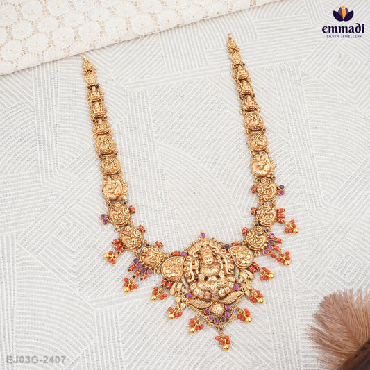 Babli Pagadam Long Necklace and Aastha Hangings Nakshi Silver Jewellery Set