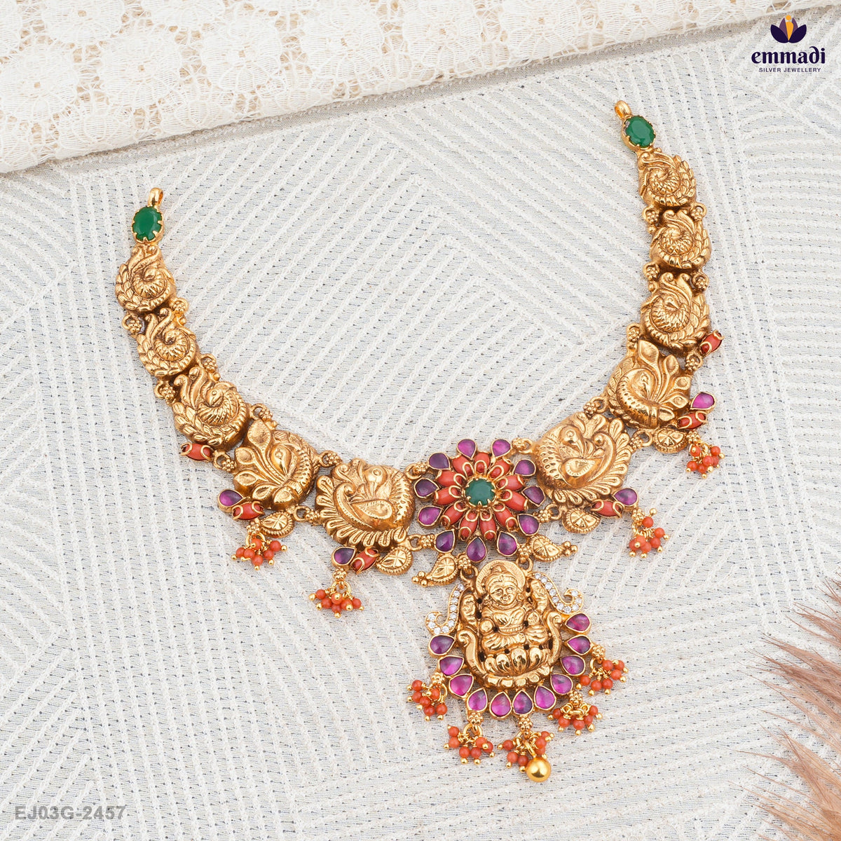 Gajala Stunning Multi-Color Nakshi Necklace