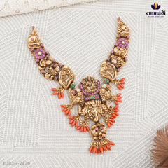 Krishna Devi’s Exquisite Pagadam Silver Necklace