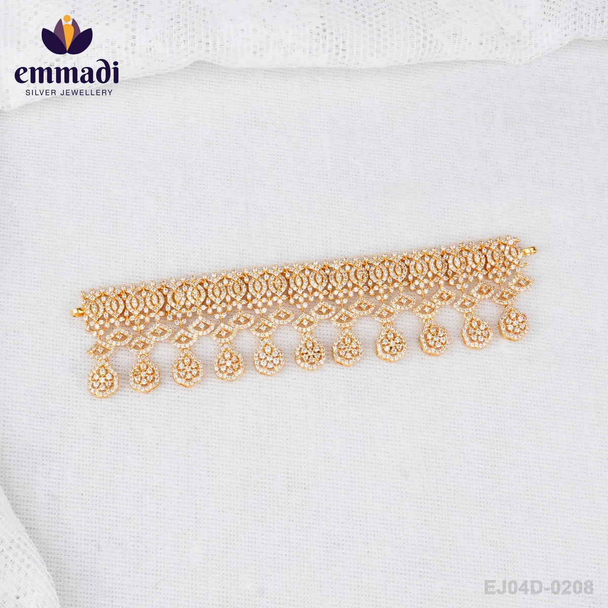 Manasa's CZ White Choker: Handcrafted Indian Jewellery with Pure Gold Plating