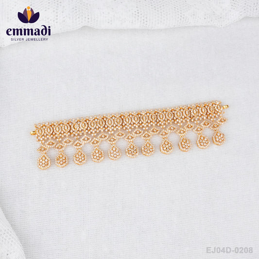 Manasa's CZ White Choker: Handcrafted Indian Jewellery with Pure Gold Plating