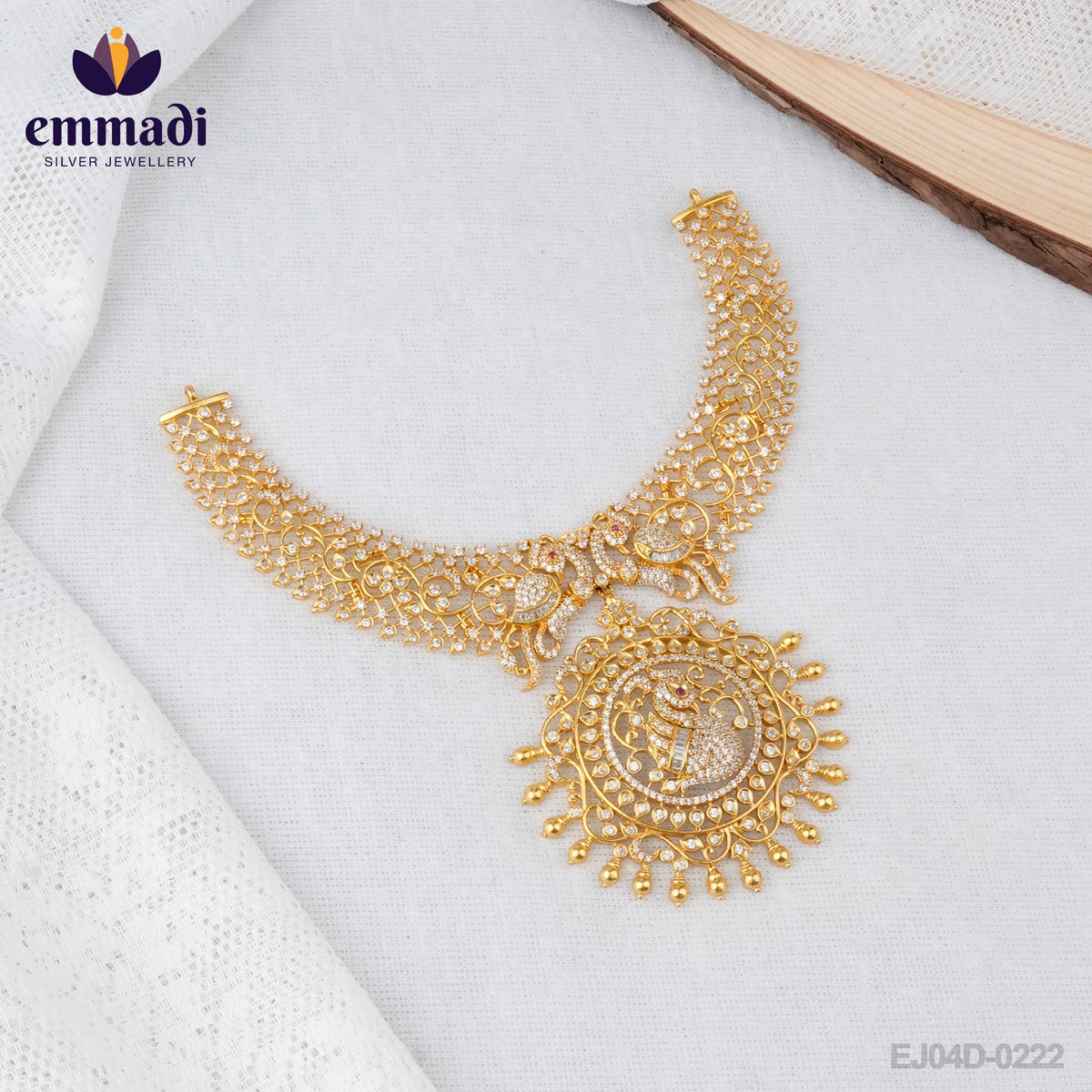 Rani's CZ White Necklace: Exquisite Indian Jewelry Handcrafted with Pure Gold Plating and Pure 92.5 Silver