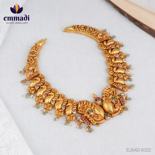 Nayana's Luxurious Kumkum Polish Multi Necklace - Handcrafted Indian Jewellery