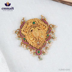 Anuvana KUNDAN PENDANT: Handcrafted with Pure Gold Plating 92.5 Silver by Emmadi Jewellers