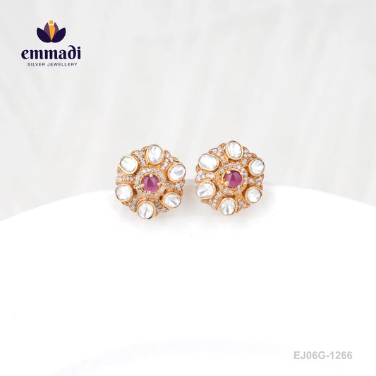 Hemamaya Moissanite Pink Studs