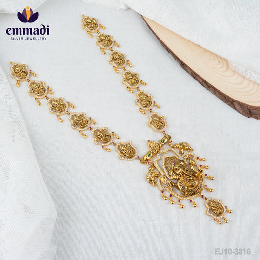 Anula Nakshatra Handcrafted Gold-Plated Long Necklace NAKSHI WHITE