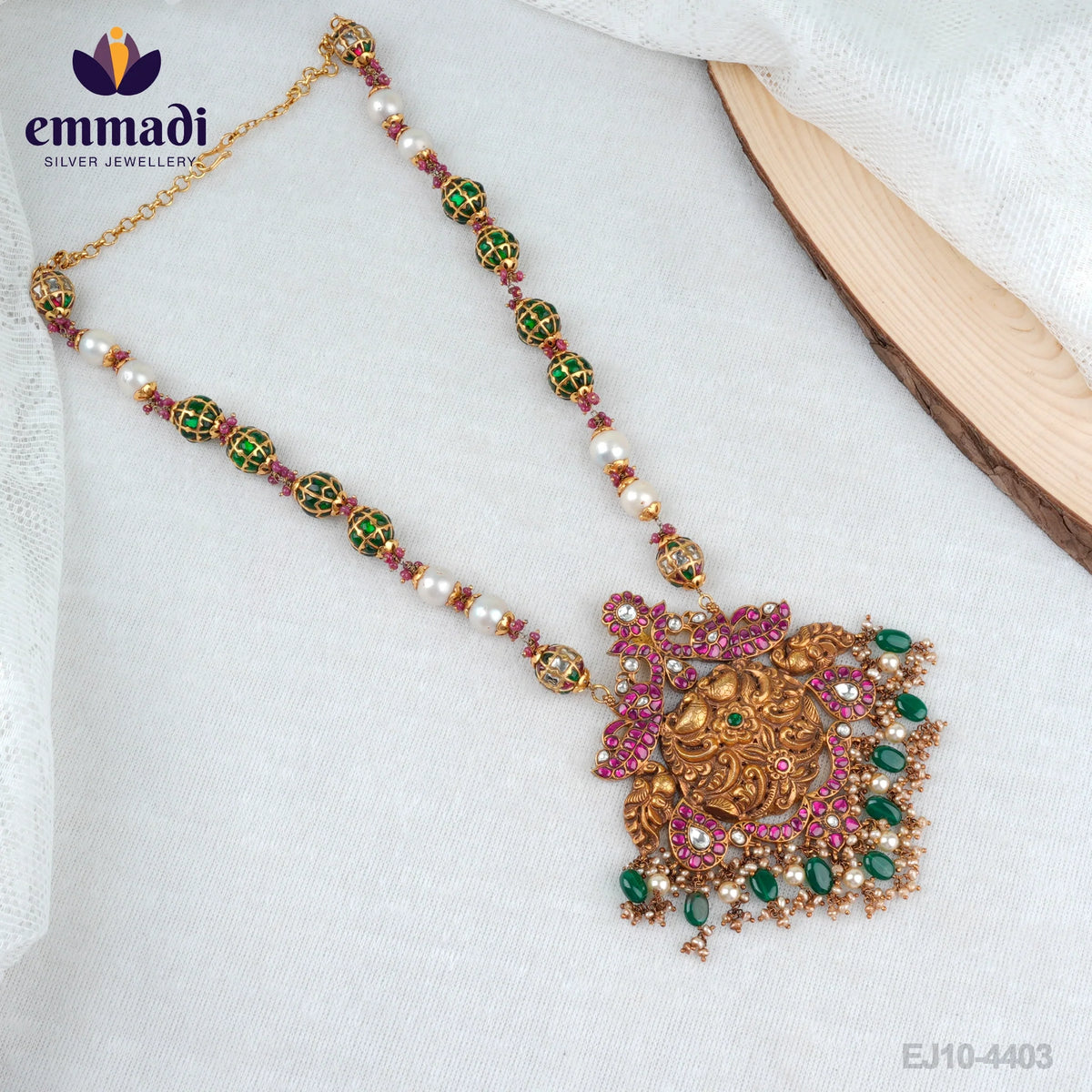 Ameita Sanskrit: Long Necklace Kundan Nakshi Red