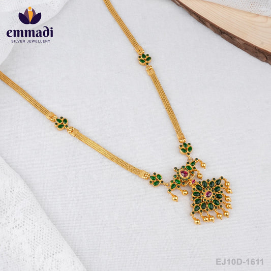 Riya's Golden Treasures: Exquisite Indian CZ Multi Long Necklace with Pure Gold Plating and 92.5 Silver