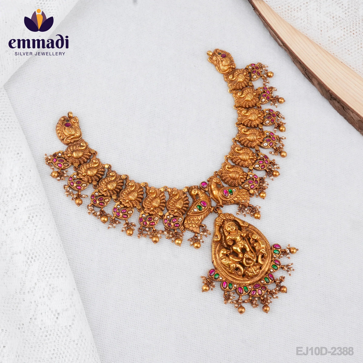 Nayana's Luxurious Kumkum Polish Multi Necklace - Handcrafted Indian Jewellery