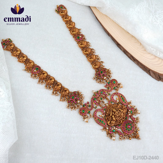 Aryaa Long Necklace Nakshi: Handcrafted Pure Gold Plating 92.5 Silver Jewelry