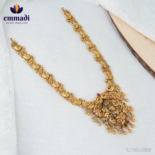 Arpita Emmadi Jewellers' Long Necklace Nakshi Na: Handcrafted with Pure Gold Plating 92.5 Silver