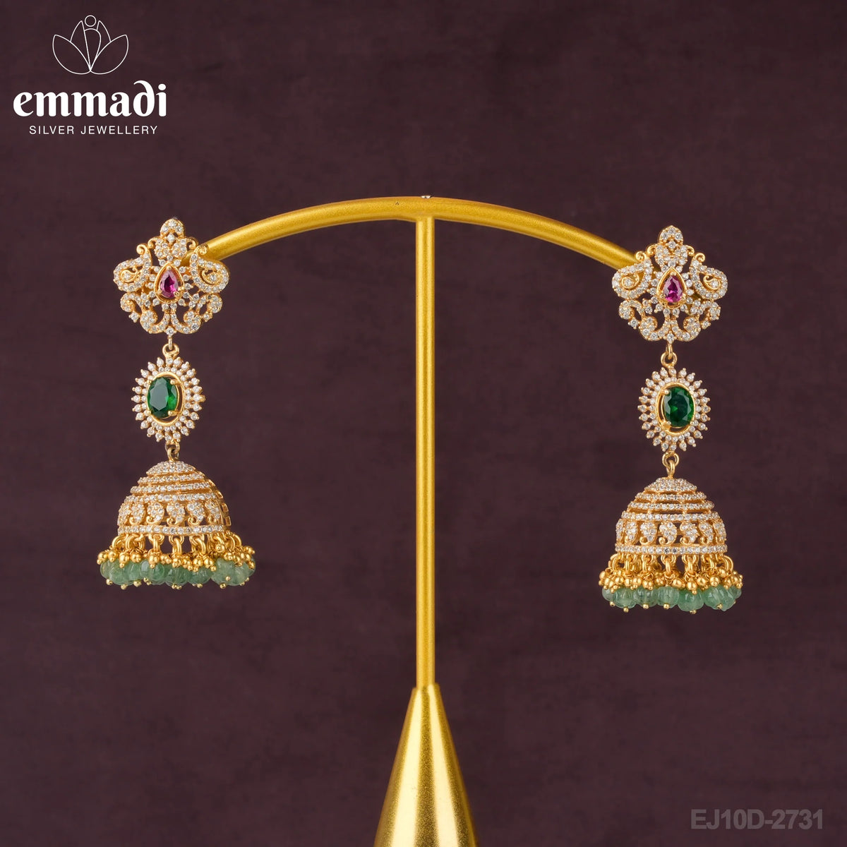 Amrutha Sanskrit: BUTTALU CZ MULTI - Handcrafted Gold-Plated Silver Jewellery