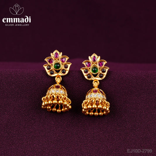 Amryta Sanskrit: BUTTALU CZ MULTI - Handcrafted Gold-Plated Silver Jewellery