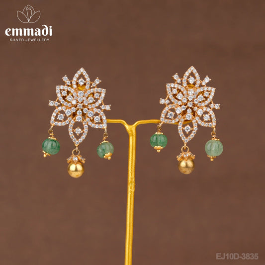 Shreya's CZ White Ear Tops - Handcrafted Indian Jewellery Collection