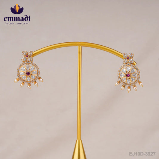 Chandni's CZ Pink Hangings: Exquisite Indian Jewellery Crafted with Pure Gold Plating and 92.5 Silver